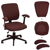 cheap Office Chair Cover-4PCS 1set Stretch Chair Cover Set Elastic Seat Cushion Backrest and Armrest Covers Non Slip Slipcovers for Office Computer Desk Dining Chair