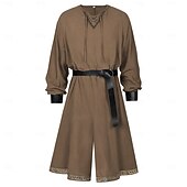 economico Outfit-Set Retrò Vintage Medievale Rinascimento Cintura in Vita Polsino Tunica con accessori Lunghe Vichingo Ranger Costume Per uomo Fantasia Halloween Carnevale Fiera Rinascimentale LARP Festa a tema retrò