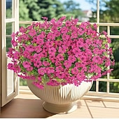  24 csokor művirág kültéri műselyem virágok UV-álló műmű növények tavaszra, nyárra kertbe, verandára, ablakládába, asztali vázába, otthonra, beltéri, kültéri dekorációhoz, vegyes