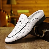 baratos Socas e Mules para Homem-Mocassins masculinos vermelhos em couro sintético – design elegante com perfurações para maior respirabilidade, perfeitos para o escritório, eventos formais e passeios casuais.