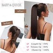economico Code-Extension per capelli a coda di cavallo da donna, lunga coda di cavallo intrecciata con elastico, extension sintetica liscia a coda di cavallo intrecciata da 22 pollici (riflessi biondo dorato)