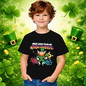 cheap St. Patrick's Tops-St. Patrick St. Paddy's Day Boys' 3D Graphic Cartoon Funny Slang 67 T shirt Tee Short Sleeve 3D Print Summer Spring Sports Fashion Streetwear Kids 4-12 Years Crew Neck Casual Daily Outdoor Regular Fit
