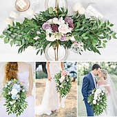 levne Umělé rostliny a zeleň-5 ks umělých stonků listů eukalyptu, svatební imitace jujube &amp;banyánové listy, zeleň, větve, umělé rostliny ve stylu jarního lesa do bytové dekorace vázy