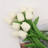 economico Fiore finti-10 tulipani finti, fiori artificiali, fiori finti in PU, steli di tulipano, per bouquet primaverili da matrimonio, composizioni floreali, decorazioni per feste in casa e ufficio, per la festa della