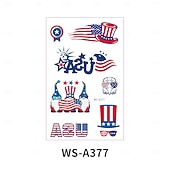  10/20 feuilles d'autocollants de tatouage pour la fête de l'indépendance américaine en stock. Vente en gros d'autocollants de tatouage décoratifs pour le maquillage du visage et la célébration du