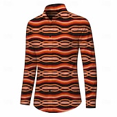 cheap Tops-Retro Vintage 1970s Shirt Aloha Shirt Long Sleeves Hippie Geometric Fancy Dress Men's Masquerade Music Festival Party Daily Wear Adults' Shirt