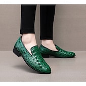 abordables Mocasines-Zapatos sin cordones con estampado de cocodrilo rojo de piel sintética para hombre, elegantes y cómodos para ocasiones formales e informales.
