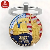 billiga U.S. 250-årsjubileum-8 delar 250 år av frihet, amerikanskt 250-årsjubileum, nyckelringar i zinklegering &amp;kristallglas, amerikansk historia &amp;patriotiska symboler, amerikansk flagga &amp;Eagle Capitol självständighetsdag