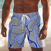 abordables Plantas y Flores Tropicales-Hombre Hoja de palma Hojas de palma de coco Boxers de Natación Pantalones de Natación Pantalones de Surf Media cintura Hawaiano vacaciones en la playa Bolsillos laterales Forro de malla Cintura