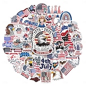  250 stuks 4 juli stickers, 5 verpakkingen van 50 patriottische waterdichte vinylstickers voor waterflessen en laptops, stickers met de Amerikaanse vlag voor Onafhankelijkheidsdag voor kinderen,