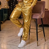 economico Fondi-Retrò Vintage Anni '80 Lunghezza alla caviglia Pantaloni Jogger Disco Vernice in lattice lucido Metallico Costume Per uomo Halloween Carnevale Parata dell'Orgoglio Mese dell'orgoglio Adulti Pantaloni
