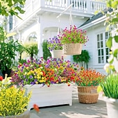 お買い得  造花-16束の造花、屋外用、フェイクプラスチック植物、フェイク低木、緑の小麦草、紫外線耐性、春夏、庭、パティオ、窓、ボックス、オフィス、テーブル、キッチン、ホームデコレーション