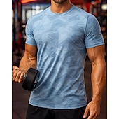 Недорогие Футболки и майки для бега-Муж. камуфляж Футболка для бега Компрессионная футболка Спортивная рубашка Спортивный топ Лето С короткими рукавами Быстровысыхающий Влагоотводящие Дышащий Тренировка в тренажерном зале Прогулки Бег