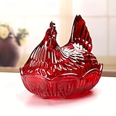 baratos Arrumação de Cozinha-Potes de vidro cristal reutilizáveis em formato de galinha com tampas, ideais para guardar doces, frutas secas, salgadinhos ou como decoração de mesa. Também podem ser usados como prato para servir