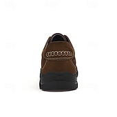 abordables Zapatos Informales con Cordones-Zapatos con cordones de piel sintética de ante color caqui para hombre, zapatillas informales antideslizantes y resistentes para senderismo y actividades al aire libre.