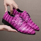 voordelige Derby Schoenen-Herenschoenen van imitatieleer in paars met krokodillenprint, stijlvol en uniek, ideaal voor formele gelegenheden en avondkleding.