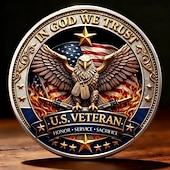  Monedă comemorativă pentru veteranul american „În Dumnezeu avem încredere” - 250 de ani de libertate, ediție limitată 1776-2026, cu vultur, cizme militare, clopot al Libertății și design cu steagul american