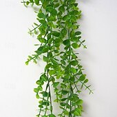 رخيصةأون نباتات صناعية وخضرة-مجموعة من 4 نباتات كرمة صناعية معلقة، أوراق بلاستيكية، إكليل من أوراق السرخس الصناعية، نباتات خضراء صناعية للمنزل والحديقة وتزيين الجدران الداخلية والخارجية