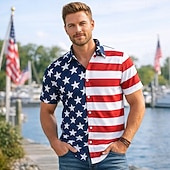  250th Anniversary USA Manga Hawaii Shirts Back To School USA Flag Independence Day July 4 Casual Street Style Harajuku Graphic Kawaii Adults' Men's Semiquincentennial Masquerade 4th of July Festival