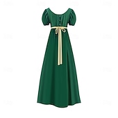 preiswerte Kleid-19. Jahrhundert Regency-Zeit Knöchellänge Kleid Kurze Ärmel Prinzessin Dame Edelfrau Einfarbig Quadrathals Kostüm Damen königlich Halloween Karneval Teegesellschaft LARP Renaissance-Messe Erwachsene