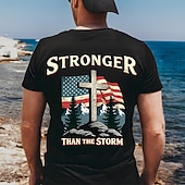  T-Shirt Uomo Bibbia Più Forte Della Bandiera Americana Croce Cristiana Patriottica Fede Stampa Sul Retro Maniche Corte Fit Regolare Abbigliamento Casual