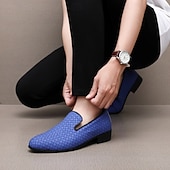 abordables Mocasines-Mocasines de piel sintética con efecto cocodrilo rojo para hombre: elegantes zapatos de vestir sin cordones para bodas, fiestas y eventos formales.