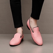 abordables Mocasines-Mocasines de piel sintética con efecto cocodrilo rojo para hombre: elegantes zapatos de vestir sin cordones para bodas, fiestas y eventos formales.