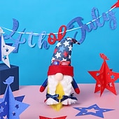  בובת פנטגרם פסים של יום העצמאות חסרת פנים גמד בובת רודולף קישוט בסגנון אמריקאי מצויר