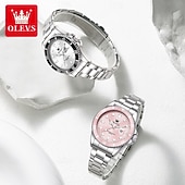 billiga Kvartsklockor-Mors Dag Gåva OLEVS Kvinnor Kvartsur Kreativ Minimalistisk Lyx Casual Kalender Datum Vattentålig Dekoration Rostfritt Stål Armbandsur