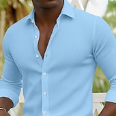voordelige heren overhemd met knopen-Voor heren Overhemd Corduroyshirt Overhemd met knopen Marineblauw Blauw Lange mouw Effen Strijkijzer Casual Dagelijks Button-omlaag Kleding Katoen Modieus Streetwear Klassiek Casual
