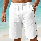 preiswerte Urlaub-Herren Shorts Leinenshorts Sommershorts Strandshorts Kordelzug Elastischer Bund Knöpfe Einfach Komfort Atmungsaktiv Kurz Täglich Outdoor Strand Urlaub Mode Schwarz Weiß Unelastisch