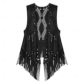 economico Cime-Retrò Vintage Anni '70 Disco Gilet in camoscio Senza maniche Hippie Disco Frangia con nappe Costume Per donna Halloween Carnevale Mascherata Festival Musicale Performance Parata dell'Orgoglio Adulti