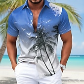 economico Camicia in Raso da Uomo-Per uomo Albero di Cocco Colore sfumato Piante Tropicali Camicia in raso Camicie hawaiane Camicia Aloha Manica Corta Hawaiano Quotidiano Vacanza Estate Primavera Collo ripiegato Stampa 3D Camicie con