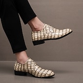 abordables Chaussures Derby-Chaussures habillées pour hommes en similicuir orange à motif crocodile – chaussures de ville et de mariage pour messieurs modernes