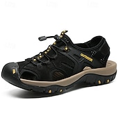 voordelige Buitensandalen-Gele outdoor wandelschoenen voor heren van imitatieleer, waterdichte en sneldrogende sandalen voor buitenavonturen, strandvakanties en reizen.