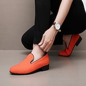 abordables Mocasines-Mocasines de piel sintética con efecto cocodrilo rojo para hombre: elegantes zapatos de vestir sin cordones para bodas, fiestas y eventos formales.