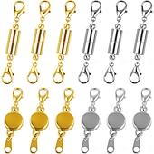 economico arti, mestieri e cucito-Confezione da 12 fermagli e chiusure magnetiche per collane. Estensore per collane con magnete potente. Chiusura magnetica per collane per la creazione di bracciali e collane di gioielli. Placcatura