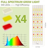Недорогие Освещение для роста растений-Светильник для выращивания растений, полноспектральный светильник для комнатных растений, 270/405/540 светодиодов, автоматический таймер включения/выключения на 3/9/12 часов, 3 режима освещения, 9