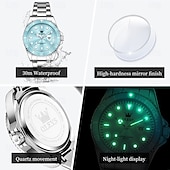 billiga Kvartsklockor-Mors Dag Gåva OLEVS Kvinnor Kvartsur Kreativ Minimalistisk Lyx Casual Kalender Datum Vattentålig Dekoration Rostfritt Stål Armbandsur