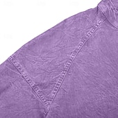 お買い得  カジュアルヘンリーTシャツ-男性用 ヘンリーシャツ Tシャツティー 長袖 平織り ビンテージ レトリ／ヴィンテージ カジュアル ガーメントダイ 色褪せた ヘンリーカラー ヘンリー カジュアル 春 秋 オールシーズン パープル ヘンリーTシャツ