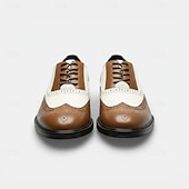 baratos Sapatos Brogue-sapatos oxford brogue preto e branco masculinos com design wingtip, detalhes perfurados para eventos formais e festas casamentos