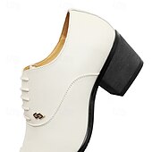 baratos Sapatos Oxford-Sapatos sociais masculinos Oxford brancos em couro sintético, com design elegante de amarrar, ideais para casamentos e eventos formais.