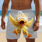  Per uomo Cartoni animati Divertente Anatra Costumi da bagno Pantaloncini da mare Pantaloncini da Surf Misura del girovita medio Hawaiano Vacanza al Mare Tasche Laterali fodera in rete Coulisse