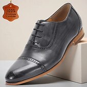 preiswerte Klassische Anzugschuhe-Schwarze Herren-Anzugschuhe aus echtem Leder, klassische Hochzeitsschuhe für den Bräutigam und festliche Anlässe