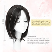 halpa Otsahiukset-30 cm:n hiuslisäke oheneville hiuksille, 16,5 x 16,5 cm:n paksu pohjallinen synteettinen päällinen otsatukalla, kuituperunat naisten hiuslisäkkeisiin päivittäiseen käyttöön, töihin, juhlaan,