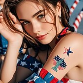  30 ark midlertidige tatoveringer med 4. juli-motiv for barn og voksne, patriotiske tatoveringsklistremerker med USA-flagg til uavhengighetsdagens dekorasjoner og festgaver, vanntett kroppskunst med