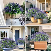 economico Fiore finti-24 mazzi di fiori di lavanda artificiali, piante viola da esterno, fiori finti resistenti ai raggi UV, fiori artificiali da esterno, piante finte in plastica per veranda, giardino, fioriera, cortile,