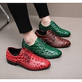 Χαμηλού Κόστους Derby παπούτσια-Ανδρικά παπούτσια με κορδόνια από συνθετικό δέρμα σε κόκκινο μοτίβο κροκόδειλου, μοντέρνα σχεδίαση για ειδικές περιστάσεις