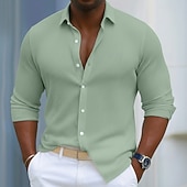 cheap Men's Button Up Shirts-Men's Shirt Corduroy Shirt Button Up Shirt Blue Black White Navy Blue Purple Long Sleeve Plain Turndown Casual Daily Button-Down Clothing Apparel Polyester Fashion Streetwear Classic Casual