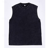 お買い得  ジム用タンクトップ-SoftFade™ メンズ タンクトップ 酸洗い ベスト トップ アンダーシャツ 袖なし クルーネック サマー スプリング プレーン ファッション クラシック カジュアル プレーン カジュアル ストリート スポーツ ブラック ピンク グリーン トップ ティー フォー メンズ